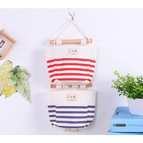 Striped Cotton And Linen Hanging Bag