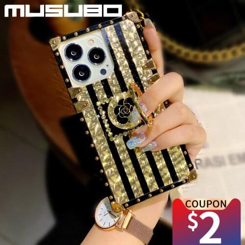 MUSUBO Luxury Case For iPhone XS Max X XR 6 Plus Fashion Square Glitter Cover Phone Cases For iphone 12 11 PRO MAX 7 8 Plus Soft