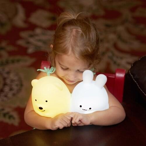 Silicone Bear Pat Remote Control Light Usb Rechargeable Lamp Bedside Atmosphere Lamp Charging Remote Control Version