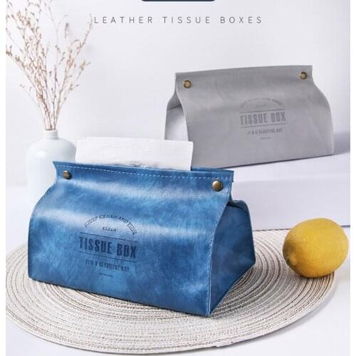 Nordic Leather Desktop Tissue Box Car Seat Storage Removable Tissue Case aper Towel Container Facial Napkin Holder