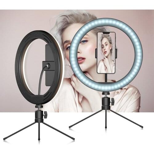 LED Ring Light Dimmable Desktop Fill in Light 3 Modes with Mini Tripod Phone Holder for Streaming Makeup Selfie Photography