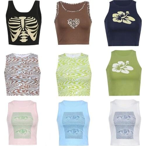 2021 Sexy Fashion Sleeveless Tank Tops Crop Top Y2k Sweet Girls Summer Women Aesthetic Chic Corset Tops Accessories Clothing 90s