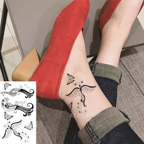 Waterproof Temporary Tattoo Sticker Phoenix Butterfly Animal Simple Drawing Fake Tatto Flash Tatoo Art for Kids Men Women