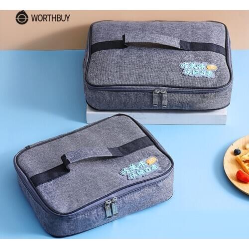 WORTHBUY Thermal Insulated Lunch Bag Oxford Portable Bento Lunch Box Bag With Aluminum Foil For Kids School Food Container Bag