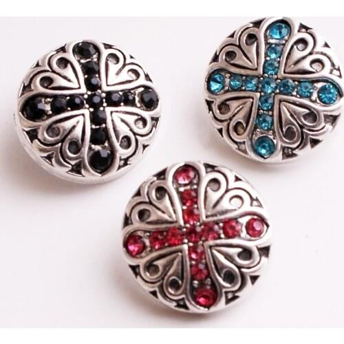 XH373 18mm cross Vintage Bohemia Metal Snap button