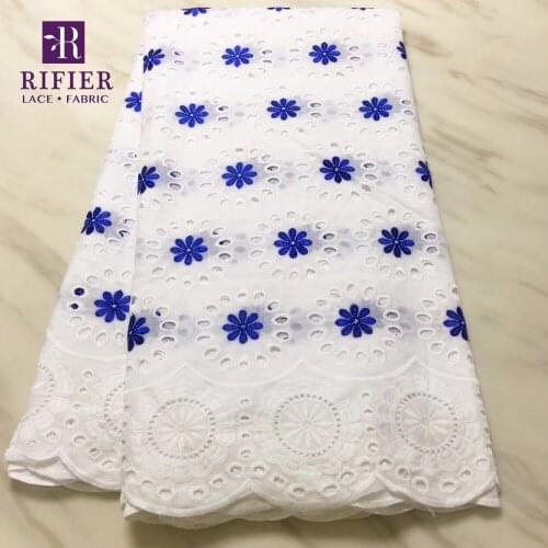 Punch Embroidery Style African Nigerian Cotton Lace Fabric 2019 Latest Design 5 Yards Indian Women Dresses Sewing Cotton Laces