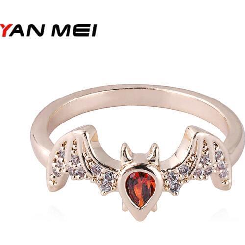 YANMEI Bat AAA Cubic Zirconia Rings For Women Silver/Gold Color Insect Ring Fashion Jewelry YMJ1818