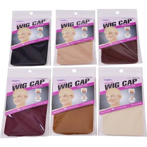 30 Pieces (15 Packs) Black Brown Wig Caps 2 Pieces/Bag Of Stretch Stretch Nylon Naked Silk Hair Nets Ladies Wig Caps Hair Nets