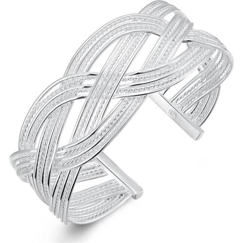 BABYLLNT 925 Silver Intertwined Bangle Bracelet For Woman Wedding Engagement Fashion Charm Party Jewelry Gift