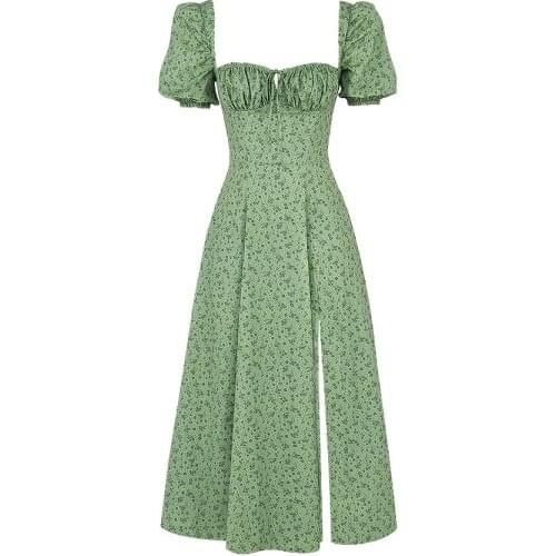 Print Flowers Fashion Clothing 2021 European and American Summer Womens Dress Long Dresses Vestidos French Dress Women