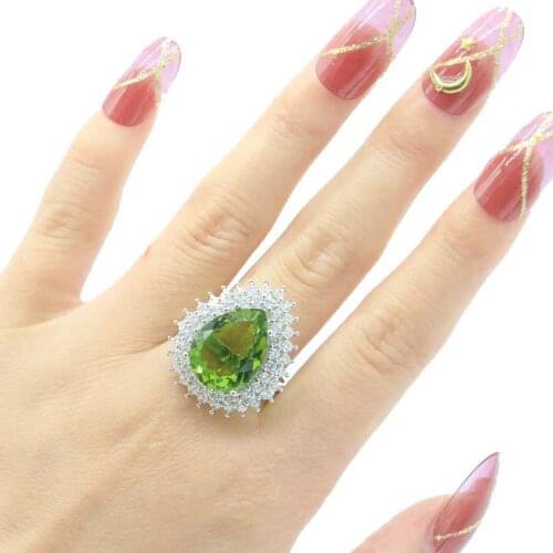 18x18mm Multi Color Created Peridot Aquamarine Tanzanite Tourmaline CZ Silver Ring for Women Fine Jewelry