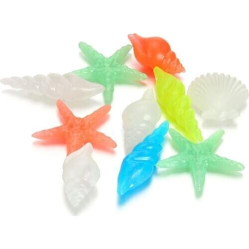 10PCS Glow in the Dark Luminous Stone Conch Sea Shells Aquarium Fish Tank Decor