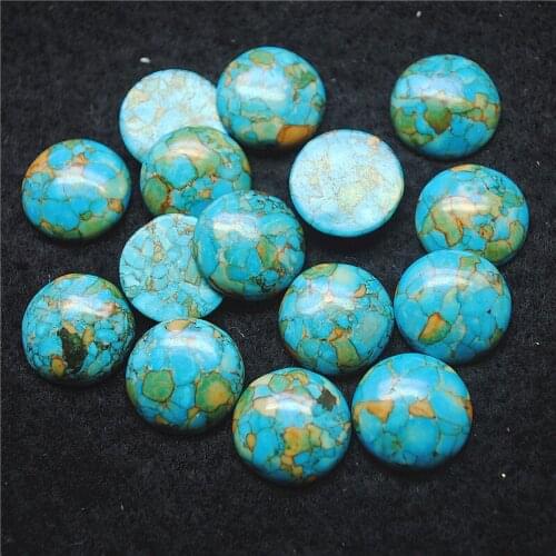 12PCS Nature Blue Turquiso Stone Cabochons No Hole Round Shape 14MM 16MM 18MM Loose Beads Accessories Top Selling Cabs Free Ship