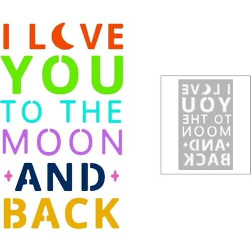 2020 New Rectangle Background Embossing Metal Cutting Dies For DIY Word I Love You Moon Cut Greeting Card Scrapbooking No Stamps