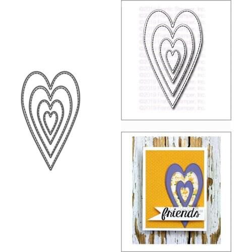 2021 New Stitched Primitive Hearts Metal Cutting Dies for DIY Scrapbooking Decor and Card Making Paper Craft Embossing No Stamps