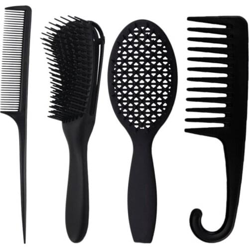 4 Pcs Detangling Hair Comb Set Detangler Hair Brush for Curly Hair Barber Accessories Hairdressing Tool