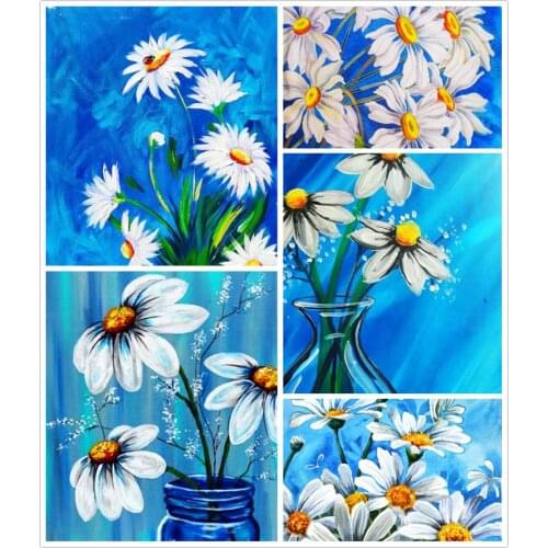 Flower Daisy Blue 5D Diy Full Square and Round Diamond Painting Embroidery Cross Stitch Kit Wall Art Handcraft Home Decor