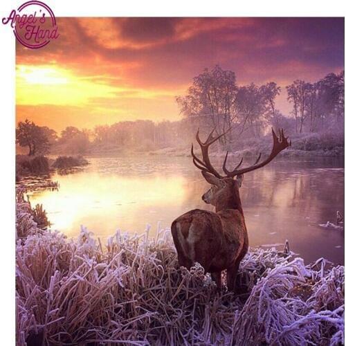 5d diy Diamond painting Cross Stitch kit full Diamond Embroidery diamond mosaic pattern Snowy deer picture home decor