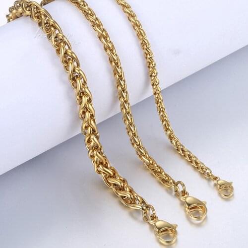 Bracelets For Women Men Gold Braided Wheat Chain Stainless Steel Bracelet Mens Woman Jewelry Wholesale Gifts HKBM138