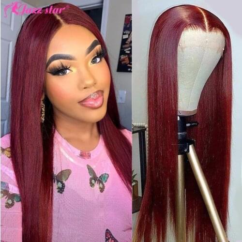 Brazilian Burgundy Straight 4*4 Lace Closure Wig 99J Human Hair Wigs Jazz Star Lace Wigs for Women Human Hair Non-Remy