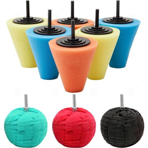 Car Hub Buffing Sponge Polishing Kit Used For Electric Drill Auto Wheel Polishing Sponge Burnishing Ball Polishing Cone Set
