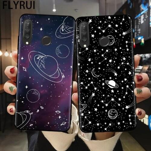 Phone Case For Huawei Mate 20 Lite Outer Space Planet Stars Moon Spaceship Cover For Coque Huawei P30 P10 P20 P40 Lite E Pro Cas