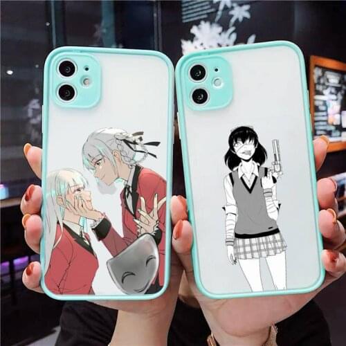 Kakegurui Jabami Yumeko Phone Case For iPhone 12 11 Mini Pro XR XS Max 7 8 Plus X Matte transparent blue Back Cover
