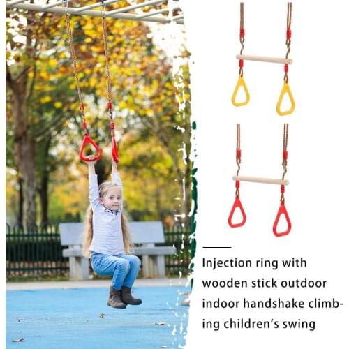 Wood Trapeze Swing Toy Kids Outdoor Indoor Wood Trapeze Swing With Rings Funny Game Toys For Children Sport Birthday Gift