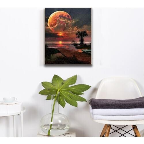 DIY Paintings By Numbers Moon Abstract Digital Oil Painting On Canvas Home Decorative Pictures For Living Room Special Gift