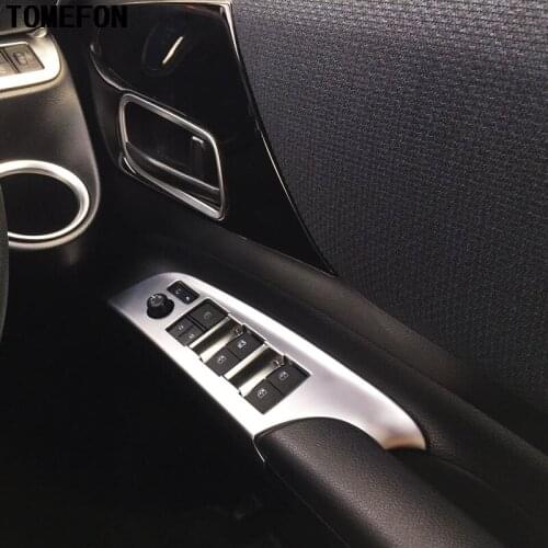 For Toyota Sienta 2016 2017 XP170 ABS Chrome Matte Interior Front Door Armrest Window Lift Switch Panel Cover Trim 2Pcs