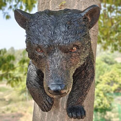 Hot sale 5.5 inch tall Black bear Outdoor Garden Tree Decoration Animal Sculpture For Home Garden Decor Ornament JSYS
