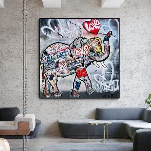 Abstract Color Elephant Wildlife Canvas Painting Scandinavian Posters and Prints Cuadros Living Room Mural Picture