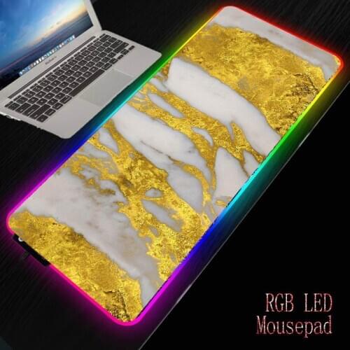 Golden Marble Illumination Mouse Pad LED Backlit Game Customizable RGB Mousepad Gamer Accessories with Backlight 40X90/30X80CM