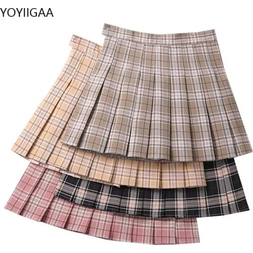 Summer Women Pleated Skirts Harajuku Kawaii Female Plaid Skirt 2021 High-waisted Woman Mini Skirts Preppy Style Lady Short Skirt