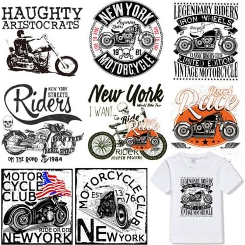Top Motorcycle Mens Clothing Iron on Patches Applications Heat Transfer Clothes Sticker Vinyl DIY T-shirt Jacket Appliques