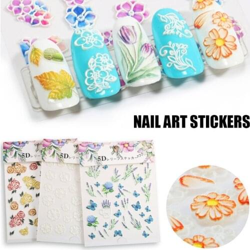 Nail Art Manicure Decor 5D DIY Stickers Nail Glitter Sticker Decor Supplies Decals Home Nail DIY Non-toxic Nail Art -VL16