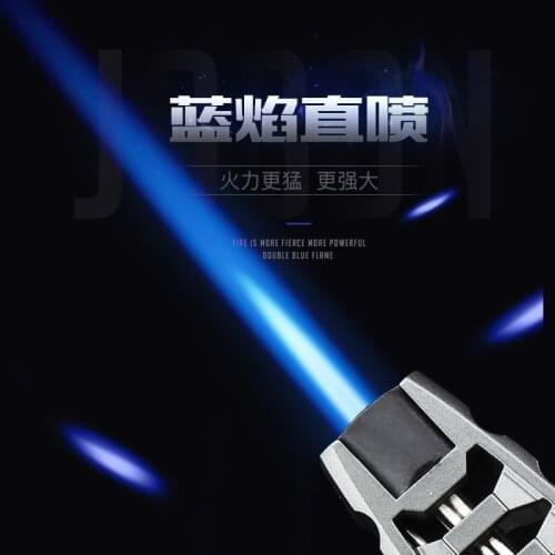 Jobon Big Flame Cigar Windproof Lighter Refillable Gas Lighter Powerful Metal BBQ Spray Gun Cigarette Blue flame Lighter Outdoor