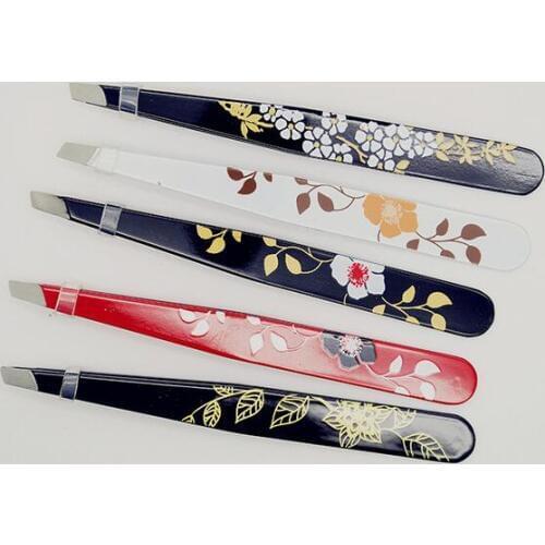Fashion Hot Makeup tools flower coated stainless steel eyebrow tweezers Clip