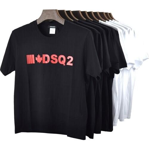 DSQ brand 2020 summer style 100% cotton men black T-shirt casual O-Neck T-shirt short sleeve tees white letter T-shirt for men