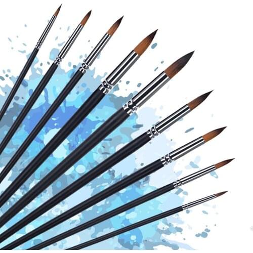 9Pcs Nylon Artist Paint Brushing Acrylic Watercolor Brush Set For Drawing Gouache Oil Art Supplies