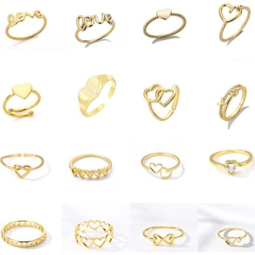 Simple Heart Open Ring For Women Female Cute Finger Rings Romantic Birthday Gift Best Girlfriend Fashion Zircon Stone Jewelry