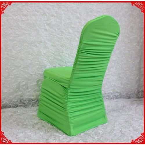 Hot Sale Apple green Ruffled Lycra Spandex Stretch Chair Covers For Wedding Banquet Hotel Party Decoration