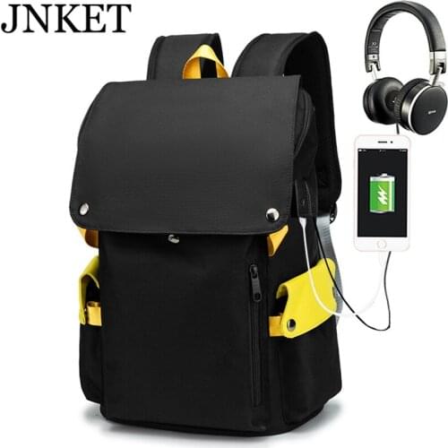 JNKET New Unisex School Bag Guard Against Theft Backpack USB Charging Port Shoulders Bags Laptop Bagpack