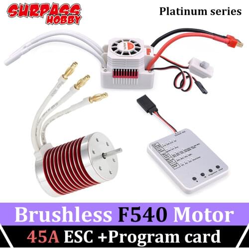 SURPASS HOBBY Platinum F540 Brushless Motor 3000KV 3300KV 3930KV 4370KV Waterproof ESC 45A Program Card for 1/10 1/12 RC Car