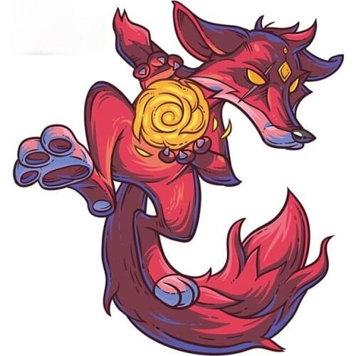 Creative Animal Fire Fox Car Anime Windows Car Stickers Camper Occlusion Waterproof Scratch Decoration Protector Decal Kk14*12cm