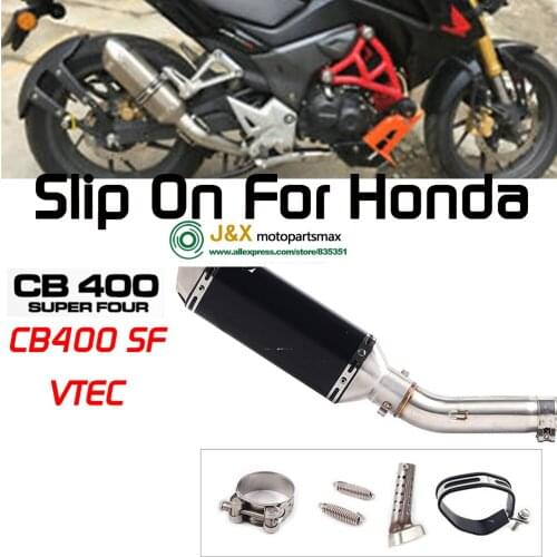 Motorcycle Exhaust Muffler Middle Link Pipe Slip On For Honda CB400 VTEC CB 400 N SF Super Four Exhaust