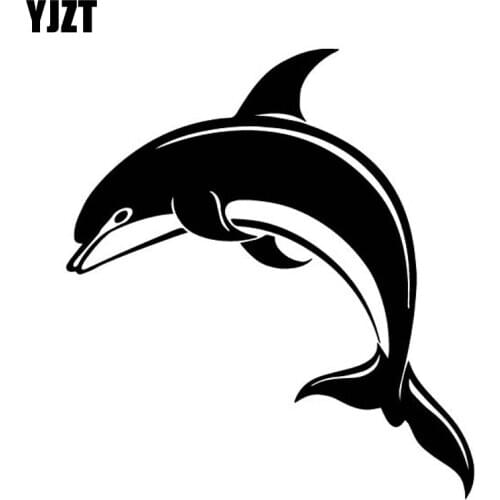 YJZT 14.5CM*16.1CM Dolphin Cartoon Pattern Decor Car Door Car Stickers Vinyl Decal Black/Silver C4-2091