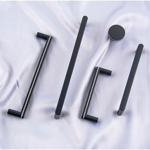 Gold handle black zinc alloy handle crystal handle knobs kitchen furniture handles and knobs drawer handles cupboard handles