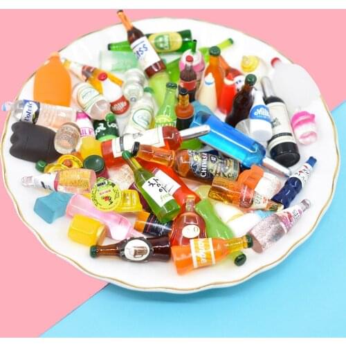 100pcs Mixed Mini Wine Milk Bottle 3D Resin Cabochons Embellishment Accessories Kawaii DIY Scrapbooking Phone Decor