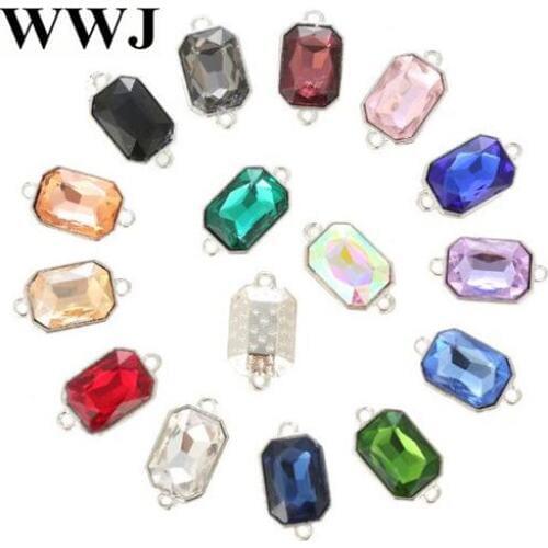 10x14mm 20pcs 2 Loops Oblong Octagon Crystal glass loose rhinestones Pendant/Bracelet/diy clothing accessories